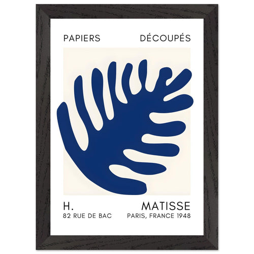 Artfulprints Poster met Lijst Matisse – Coral bloom navy blue II   - A4 21x29.7 cm - Blauw