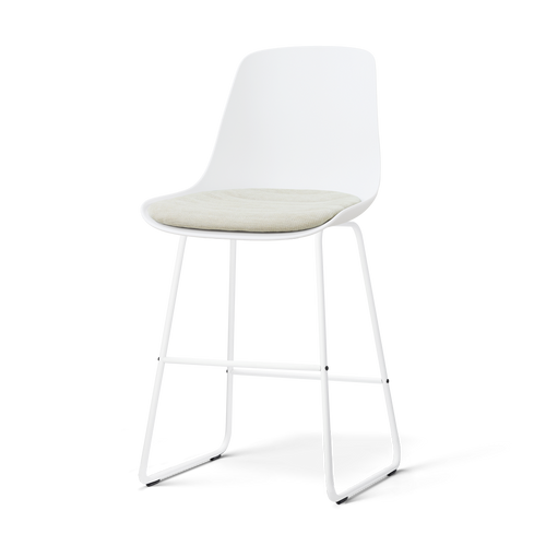 Nolon Nino-Liv barkruk wit met naturelbeige zitkussen - wit onderstel - 65 cm