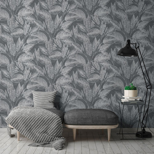 A.S. Création behang bloemmotief zwart, zilver en grijs - 53 cm x 10.05 m - AS-378364 - vtwonen shop