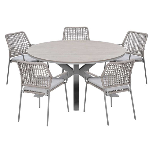 Garden Impressions Tuinset Natas 6-delig taupe - Tulli tuintafel Ø148x75 cm