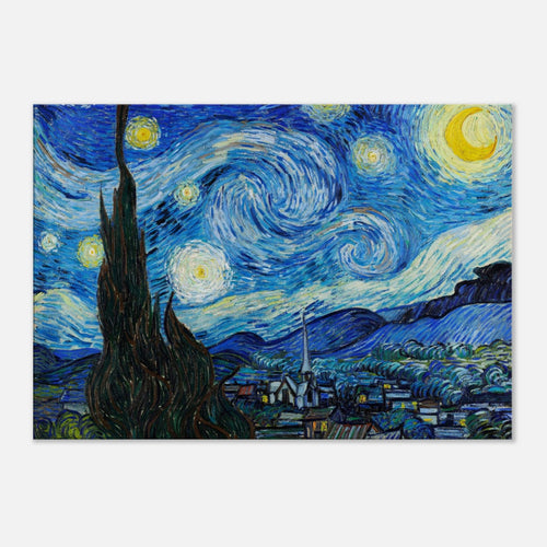 Artfulprints Canvas Vincent van Gogh - Starry night canvas - 90x60 cm - Blauw