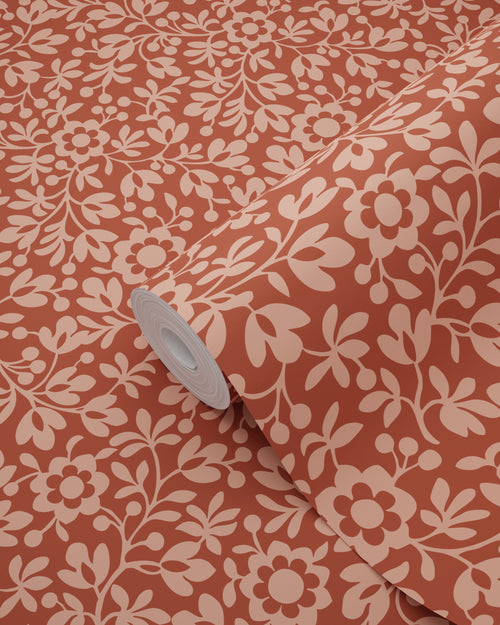 ESTAhome behang bloemetjes terracotta - 50 x 900 cm - 131671 - vtwonen shop