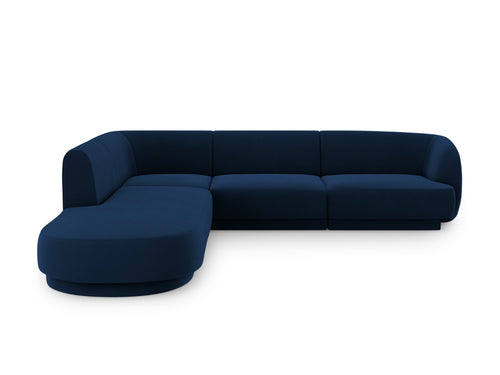 Micadoni linker hoekbank Miley 6-zits, flueel, koningsblauw - 248x255x70cm