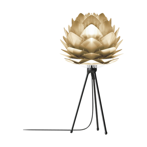 Umage Silvia Mini tafellamp brushed brass - met tripod zwart - Ø 32 cm - vtwonen shop