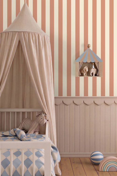 ESTAhome behang strepen roze en beige - 50 x 900 cm - 131922