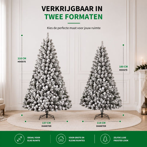 Black Box Trees Alderfen Kunstkerstboom met Sneeuw - Kerstboom H180 x Ø114 cm - Kunstboom met 525 Tips en Standaard - Frosted