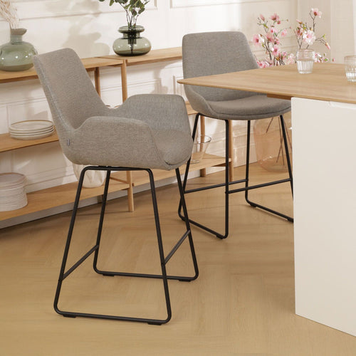 Nolon Nino-Eef Barkruk Warm Grijs - met Armleuning - Zwart - 65 cm - vtwonen shop