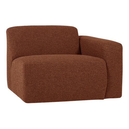 WOOOD 1-zits bank arm rechts Mojo Base - Bouclé - Roestbruin - 74x105x97