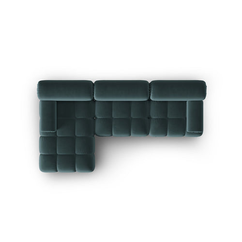 Cosmopolitan Design - Modulaire hoekbank links Cortina 4-zits, flueel turkoois - 155x282x70cm