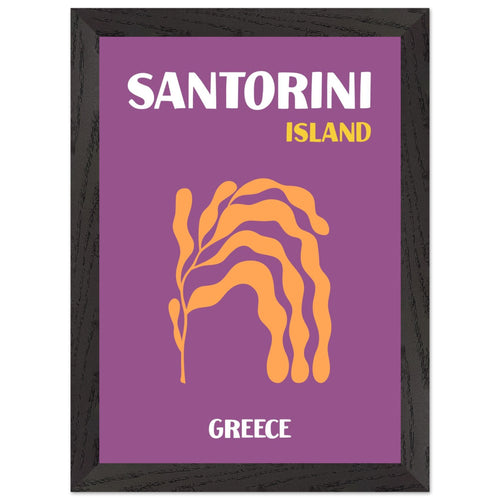 Artfulprints Poster met Lijst Griekenland - Santorini   - A4 21x29.7 cm - Paars