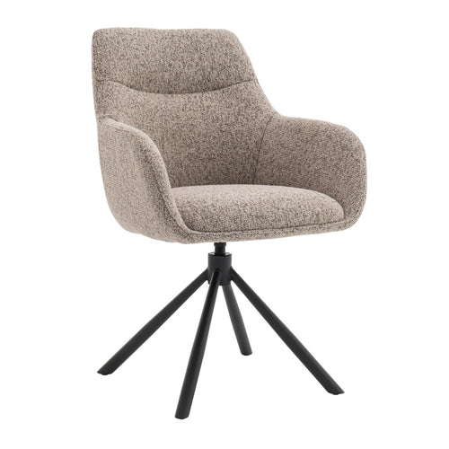 DÉJA Living Eetkamerstoel Noé - Taupe/Zwart - Draaibaar - Set van 2 - vtwonen shop
