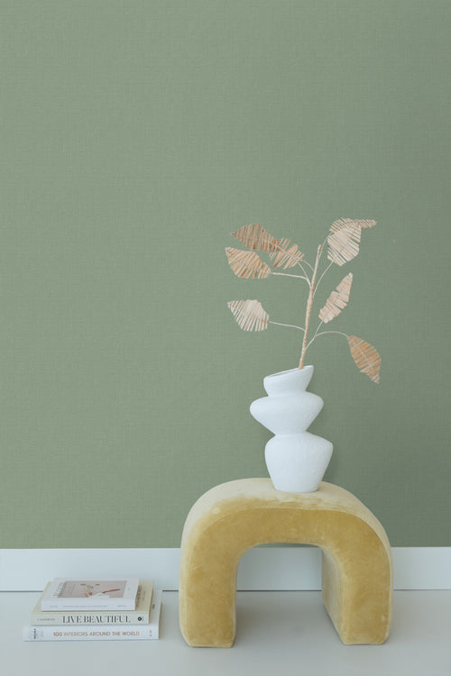 ESTAhome behang linnenstructuur jade groen - 53 cm x 10.05 m - 148745