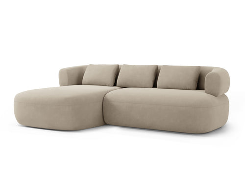 Micadoni linker hoekbank Jenny 5-zits, flueel beige - 145x225x73cm