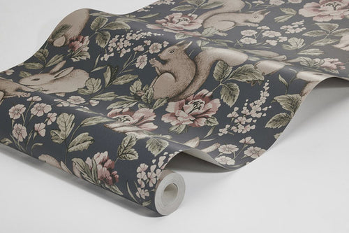 Borastapeter behang vintage bosdieren vergrijsd blauw - 53 cm x 10.05 m - 660616 - vtwonen shop