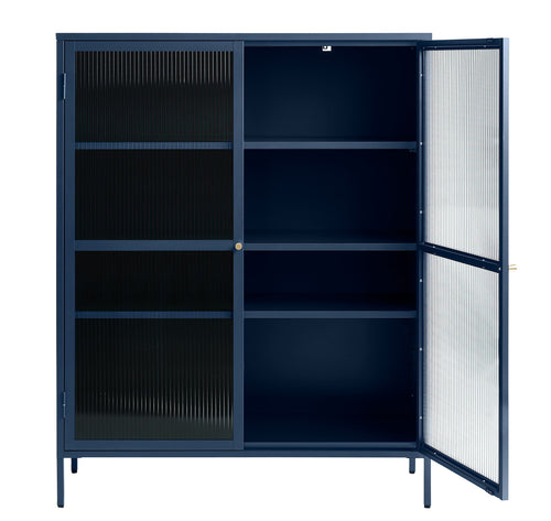 Rebellenclub Vitrinekast Omeo - 140 x 111 cm - Blauw - vtwonen shop