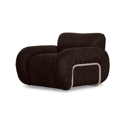HKLIVING fauteuil Arc lounge – royal velvet espresso – frame sand