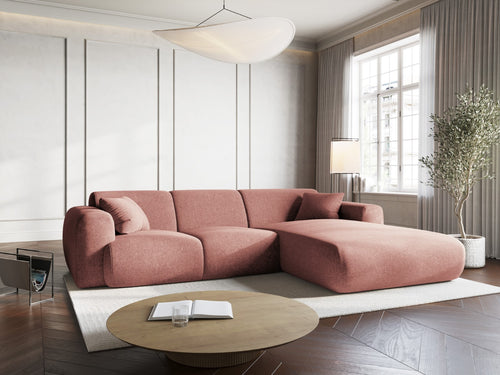 Cosmopolitan Design rechter hoekbank Nolio 4-zits, chenille, roze - 170x260x72cm