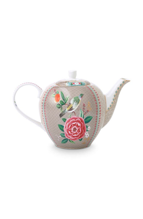 Pip Studio Blushing Birds Theepot - Servies - Theekan - Khaki - 1.6l - vtwonen shop