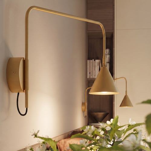Sollux Lighting Wandlamp NOX 1 goud met schakelaar - 14x61x30cm