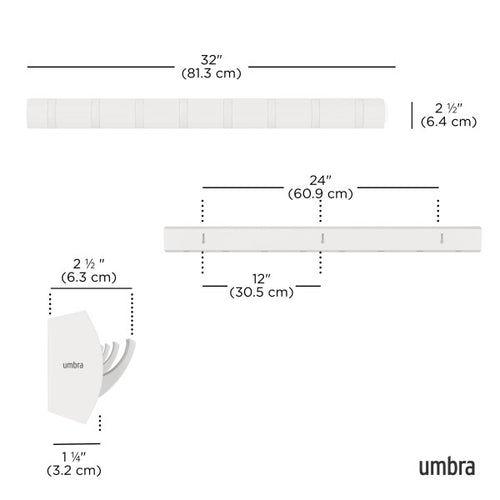 Umbra wandhaak Flip - 81 x 6 x 3 cm - wit