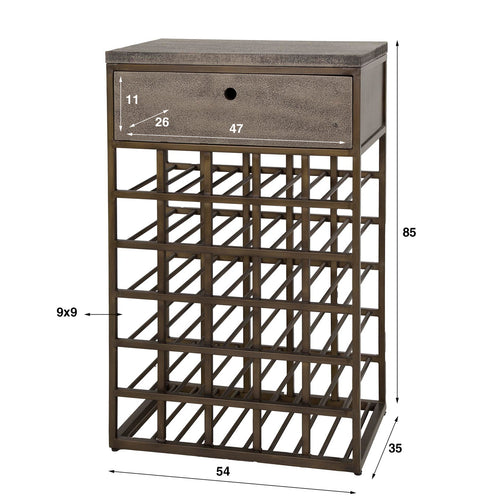 Giga Meubel Wijnkast Ferro - Brons Metaal - 54x35x85cm