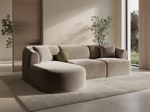 Cosmopolitan Design Modulaire hoekbank links Campi 4-zits, flueel donkerbeige - 156x256x70cm