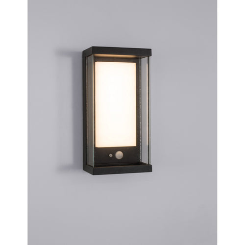 Merano Brandon Buiten Bewegingssensor Wandlamp Antraciet Aluminium Glas, LED 1.5W 152Lm 3000K IP65 Solar / Geschakeld