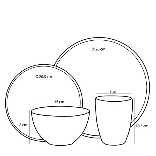 Mica Decorations Tabo Serviesset 4 Persoons - Grijs