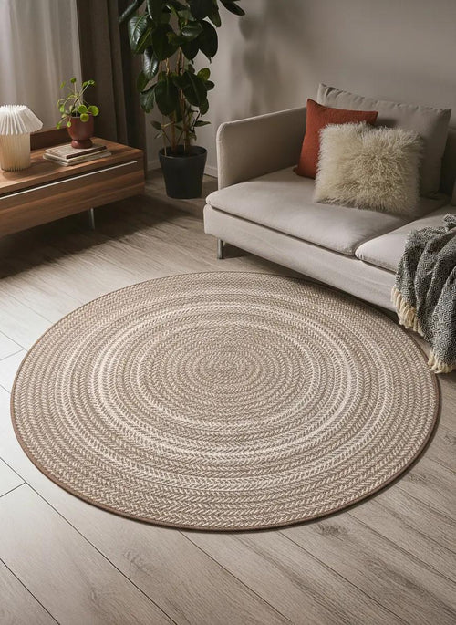 benuta binnen- en buitenkleed Metro - crème/taupe - ø 120 cm