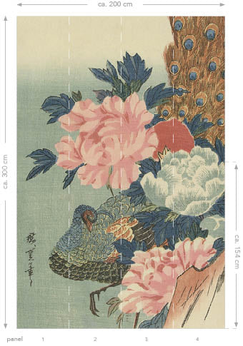 Origin Wallcoverings fotobehang pauw en pioenrozen oudroze, groen en blauw - 200 x 300 cm - 357233 - vtwonen shop