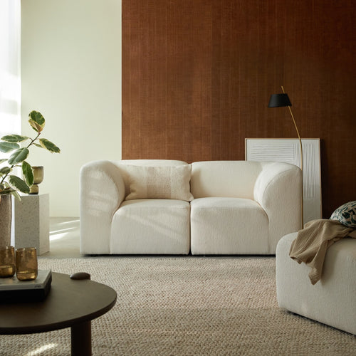 Tikamoon Modulaire 2-zitsbank met armleuningen in ecru-stof - Beige