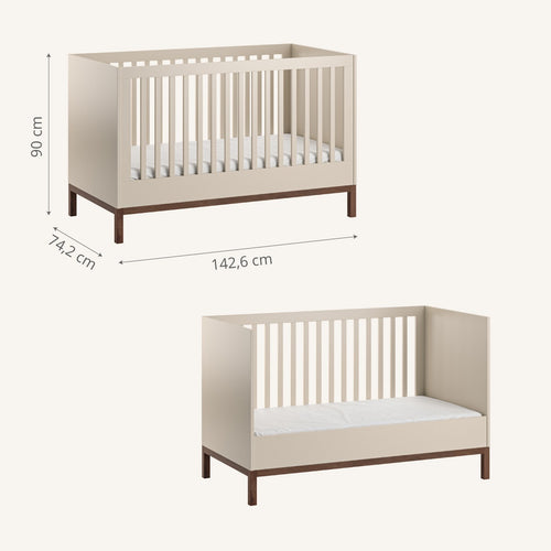 Petite Amélie Babybed dat met je meegroeit SOIE - 70x140 cm - Spaanplaat - mushroom