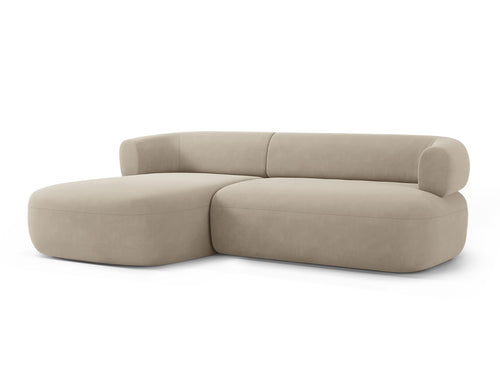 Micadoni linker hoekbank Jenny 5-zits, flueel beige - 145x225x73cm