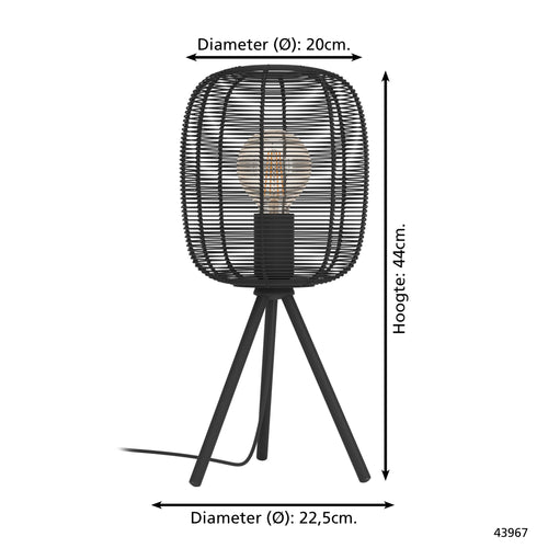 EGLO tafellamp Rinroe - e27 - 44 cm - zwart - staal - vtwonen shop