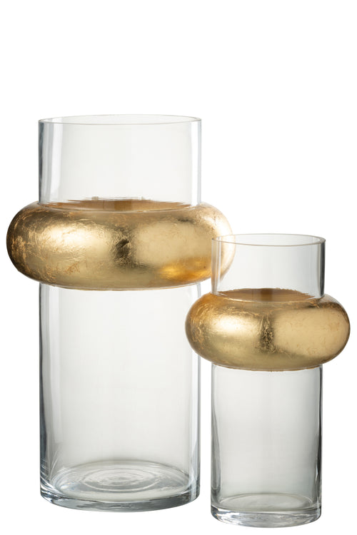 J-Line vaas Cylinder Ring Hoog - glas - transparant - large - 35.5 cm hoog - vtwonen shop