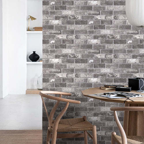 vtwonen Vliesbehang - Bricks Grey - Grijs - 10mx53cm - vtwonen shop