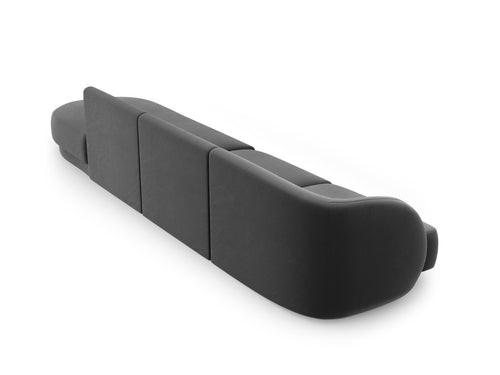 Micadoni Rechte bank Miley 4-zits, flueel, grijs - 90x323x70cm