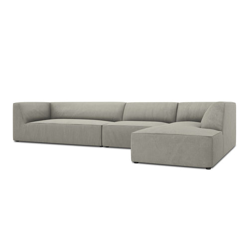 Cosmopolitan Design - Modulaire hoekbank rechts Siena 5-zits, ribfluwelen lichtgrijs - 180x366x69cm