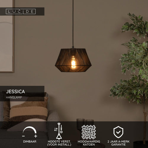 Lucide hanglamp JESSICA - 1xE27 - Zwart