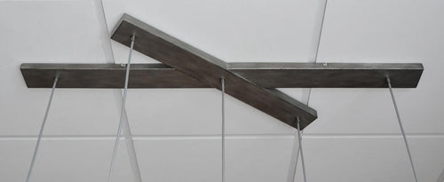 Giga Meubel Hanglamp Crossbar - Zilver Glas - 5-Lichts - 123x54x150cm