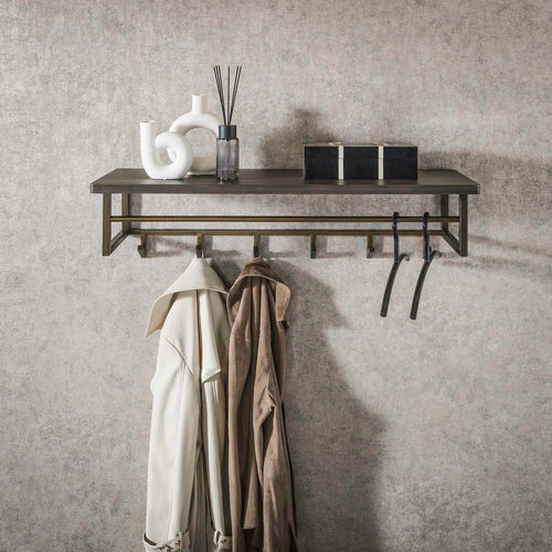 Giga Meubel Kapstok Ferro Hoedenplank - Brons  - 6-Haken - 100x33x26cm - vtwonen shop