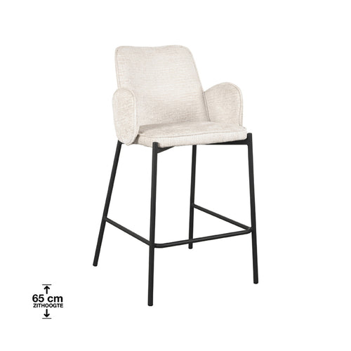 LABEL51 Barstoel Joni - Crème - Zithoogte 63cm - Set van 2
