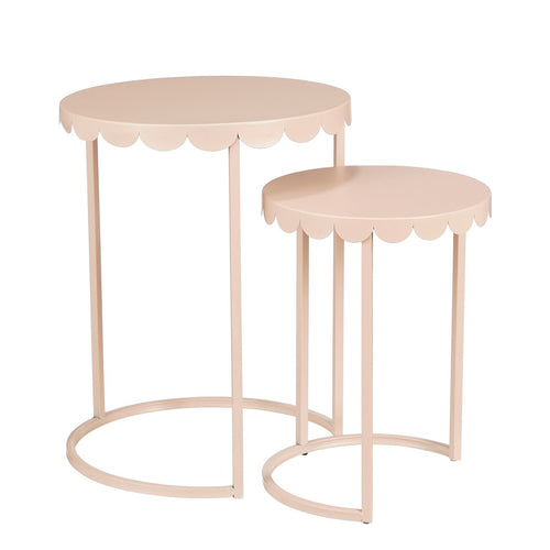 Mica Decorations Lara Bijzettafel - Set van 2 - H51 x Ø40 cm - Metaal - Lichtroze