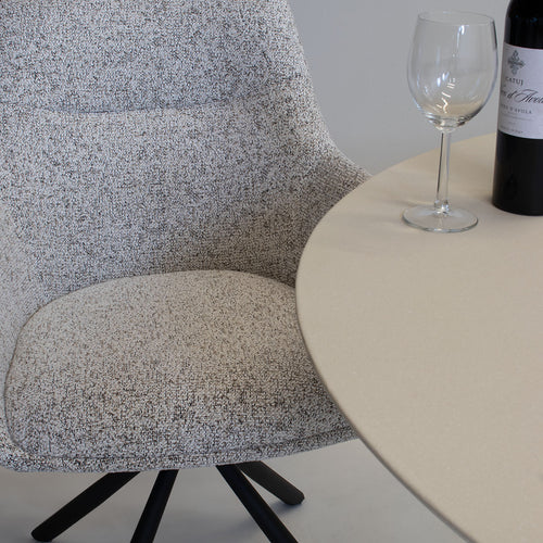 DÉJA Living Eetkamerstoel Noé - Beige/Zwart - Draaibaar - Set van 2