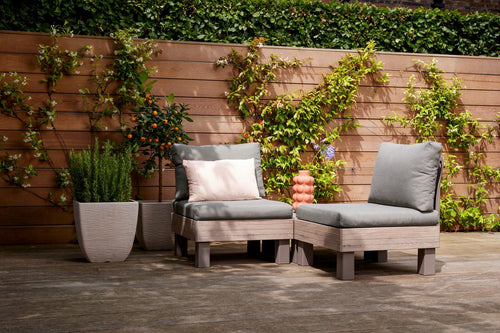 Keter Signature Elements 2-zits Loungebank - met groene kussens - Cappuccino/Ashwood