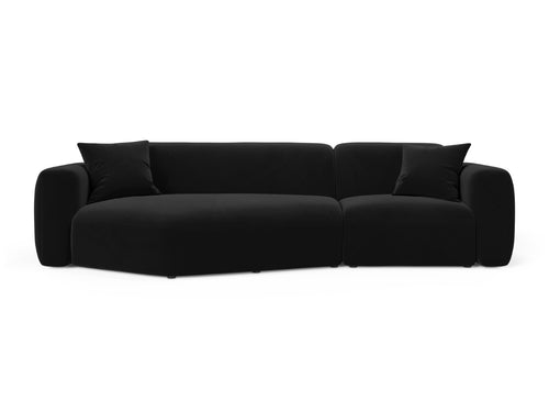 Cosmopolitan Design Modulaire hoekbank links Strino 3-zits, flueel zwart - 136x308x78cm
