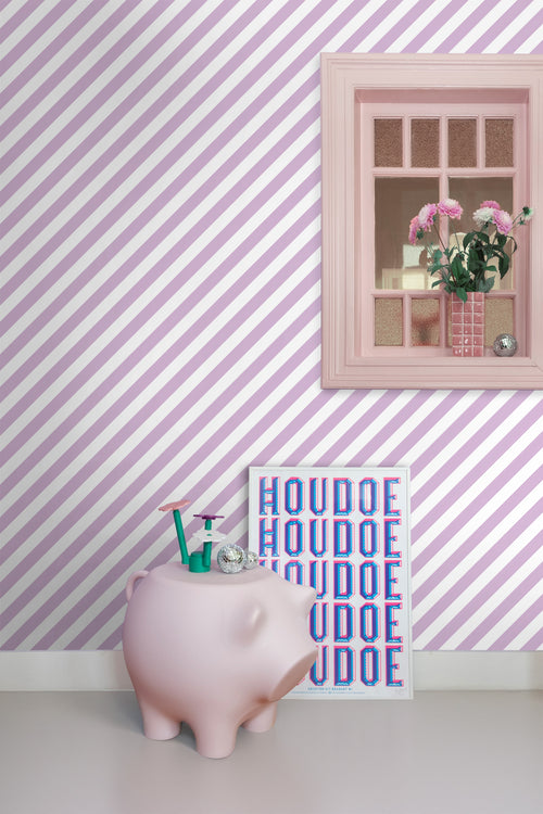 ESTAhome behang strepen lila paars en wit - 53 cm x 10.05 m - 139952 - vtwonen shop