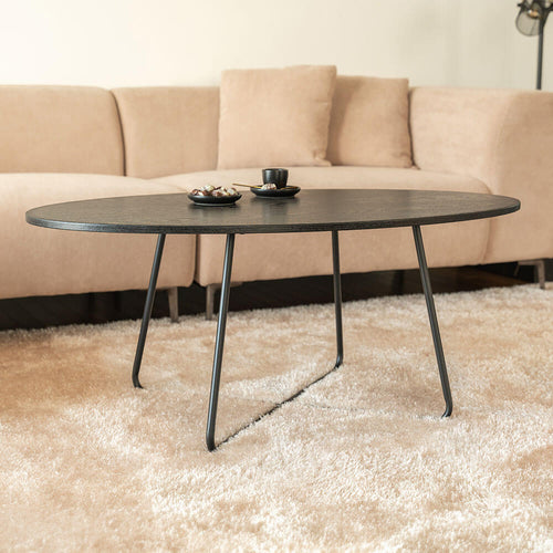 HOME DELUXE - Salontafel ovaal NOVARIS 110 x 66 x 47 cm - Donker eiken
