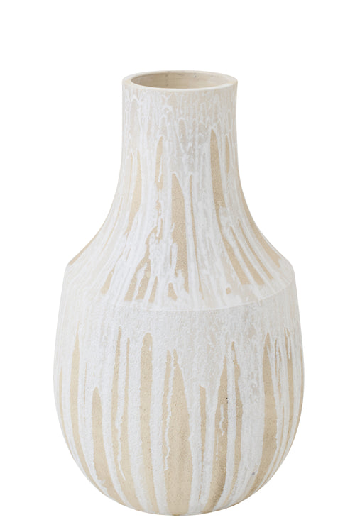 J-Line vaas - keramiek - lichtbeige/wit - small