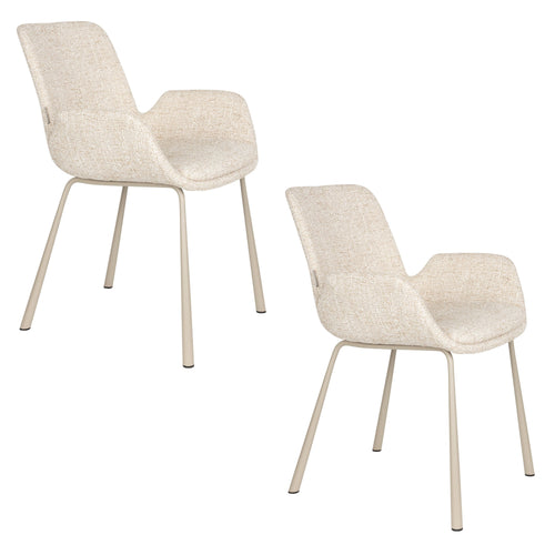 Zuiver Brit Eetkamerstoelen Armleuning Beige - Set van 2